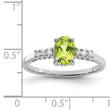 Sterling Silver Rhodium Peridot & Diamond Ring