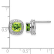 Sterling Silver 925 Peridot and Diamond Button Earrings, Rhodium Plated - Birthstone Company