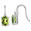 Sterling Silver Peridot Drop Earrings with Rhodium Plating and French Wire
