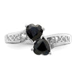 Sterling Silver Rhodium-plated Dark Sapphire Heart Ring
