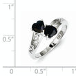 Sterling Silver Rhodium-plated Dark Sapphire Heart Ring
