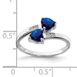Sterling Silver Rhodium-plated Dark Sapphire & Diamond Heart Ring