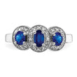 Sterling Silver Rhodium-plated Sapphire & Diamond Ring