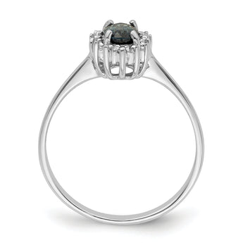 Sterling Silver Rhodium-plated Sapphire Diamond Ring