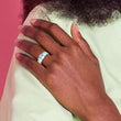 Sterling Silver Rhodium Aqua Ring - Birthstone Company