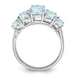 Sterling Silver Rhodium Aqua Ring - Birthstone Company