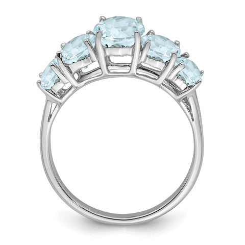 Sterling Silver Rhodium Aqua Ring - Birthstone Company