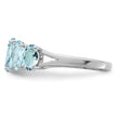 Sterling Silver Rhodium Aqua Ring - Birthstone Company