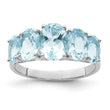 Sterling Silver Rhodium Aqua Ring