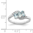 Sterling Silver Rhodium Aqua & Diamond Ring