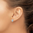 Sterling Silver 925 Aquamarine & Diamond Button Earrings Polished Bezel Set - Birthstone Company