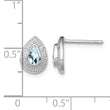 Sterling Silver 925 Aquamarine & Diamond Button Earrings Polished Bezel Set - Birthstone Company