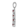 Sterling Silver Rhodium-plated Garnet & Diamond Accent Cross Pendant - Birthstone Company