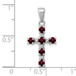 Sterling Silver Rhodium-plated Garnet & Diamond Accent Cross Pendant - Birthstone Company