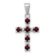 Sterling Silver Rhodium-plated Garnet & Diamond Accent Cross Pendant - Birthstone Company