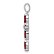 Sterling Silver Rhodium Garnet & Diamond Cross Pendant - Birthstone Company