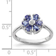 Sterling Silver Rhodium Tanzanite & Diamond Ring