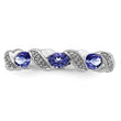 Sterling Silver Rhodium Tanzanite & Diamond Ring