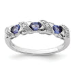 Sterling Silver Rhodium Tanzanite & Diamond Ring