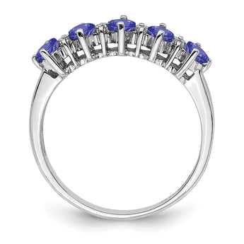 Sterling Silver Rhodium Tanzanite & Diamond Ring