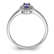 Sterling Silver Rhodium Tanzanite & Diamond Ring