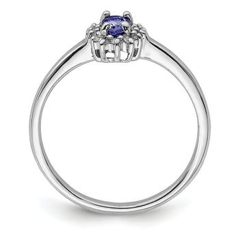 Sterling Silver Rhodium Tanzanite & Diamond Ring