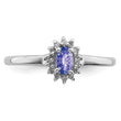 Sterling Silver Rhodium Tanzanite & Diamond Ring, Size 8 - Birthstone Company