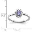 Sterling Silver Rhodium Tanzanite & Diamond Ring
