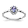 Sterling Silver Rhodium Tanzanite & Diamond Ring, Size 8 - Birthstone Company