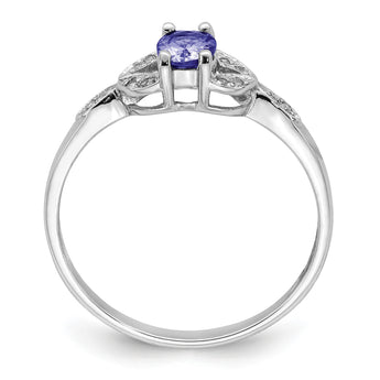 Sterling Silver Rhodium Tanzanite & Diamond Ring, Size 8 - Birthstone Company