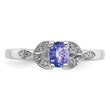 Sterling Silver Rhodium Tanzanite & Diamond Ring