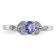 Sterling Silver Rhodium Tanzanite & Diamond Ring, Size 8 - Birthstone Company