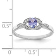 Sterling Silver Rhodium Tanzanite & Diamond Ring, Size 8 - Birthstone Company