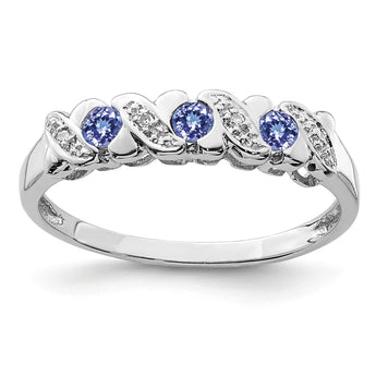 Sterling Silver Rhodium Tanzanite & Diamond Ring - Birthstone Company