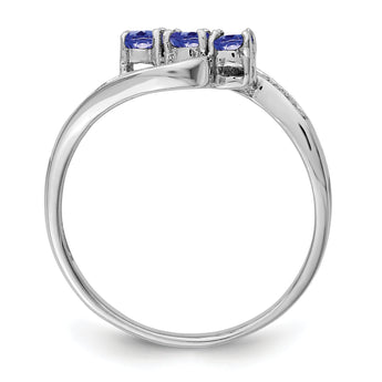 Sterling Silver Rhodium Tanzanite & Diamond Ring