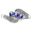 Sterling Silver Rhodium Tanzanite & Diamond Ring