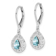 Sterling Silver Rhodium-Plated Aquamarine Leverback Earrings Polished Pear Cut - Birthstone Company