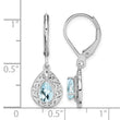 Sterling Silver Rhodium-Plated Aquamarine Leverback Earrings Polished Pear Cut - Birthstone Company