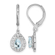 Sterling Silver Rhodium-Plated Aquamarine Leverback Earrings Polished Pear Cut - Birthstone Company