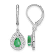 Sterling Silver Rhodium-Plated Emerald Teardrop Leverback Earrings Elegant Birthstone Design - Birthstone Company