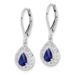 Sterling Silver Sapphire Teardrop Leverback Earrings, Polished Rhodium Finish - Birthstone Company