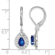 Sterling Silver Sapphire Teardrop Leverback Earrings, Polished Rhodium Finish - Birthstone Company