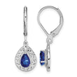 Sterling Silver Sapphire Teardrop Leverback Earrings, Polished Rhodium Finish - Birthstone Company