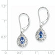 Sterling Silver 925 Rhodium-Plated Tanzanite Leverback Earrings Pear-Cut Dangle