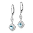 Sterling Silver Aquamarine & Diamond Leverback Earrings Rhodium-Plated, Polished Finish - Birthstone Company