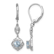 Sterling Silver Aquamarine & Diamond Leverback Earrings Rhodium-Plated, Polished Finish - Birthstone Company