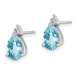 Sterling Silver Diamond & Blue Topaz Earrings Rhodium Plated, Polished Finish