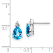 Sterling Silver Diamond & Blue Topaz Earrings Rhodium Plated, Polished Finish