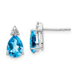 Sterling Silver Diamond & Blue Topaz Earrings Rhodium Plated, Polished Finish