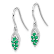 925 Sterling Silver Rhodium-Plated Diamond & Emerald Drop Earrings